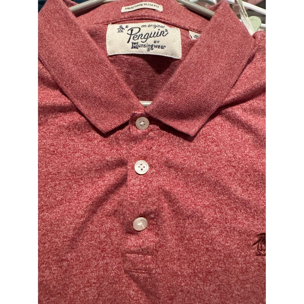 Original Penguin Munsingwear Mens Heritage Slim Fit Polo Shirt Heather Red XL